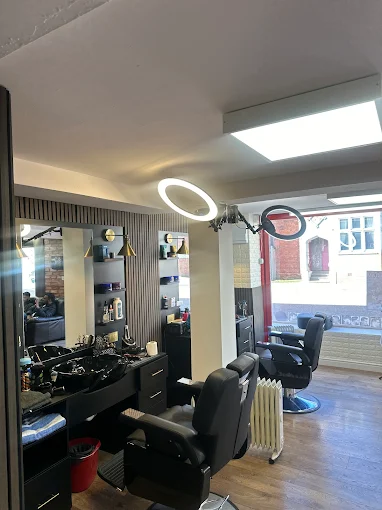 Close-up of the Rexha Barbers styling chairs